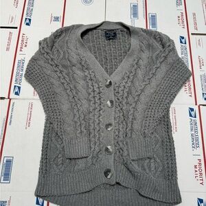 Abercrombie & Fitch Gray Cable-Knit Button Cardigan